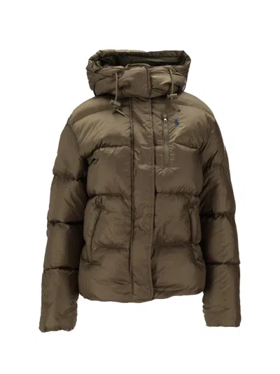 Ralph Lauren Hooded Long Sleeve Quilted Insulated Coat In Green