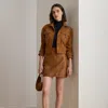 Ralph Lauren Croc-embossed Lambskin Pencil Miniskirt In Brown
