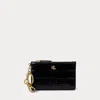 Ralph Lauren Croc-embossed Leather Zip Card Case In Black