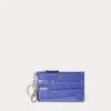 Ralph Lauren Croc-embossed Leather Zip Card Case In Blue Lapis