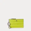 Ralph Lauren Croc-embossed Leather Zip Card Case In Lime Chartreuse