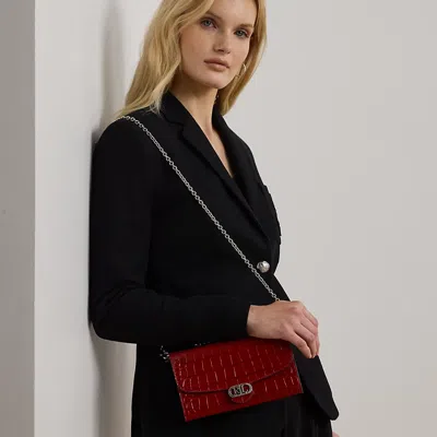 Ralph Lauren Croc-embossed Medium Adair Crossbody In Red