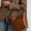 Ralph Lauren Croc-embossed Medium Witley Bucket Bag In Brown