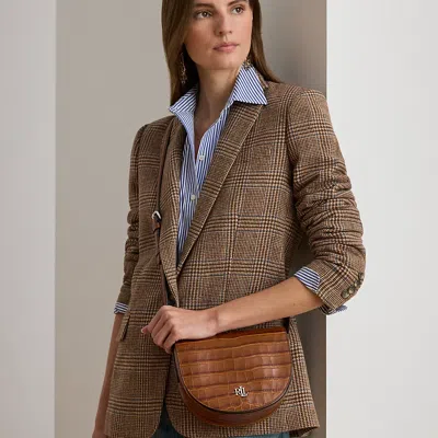 Ralph Lauren Croc-embossed Medium Witley Crossbody In Brown