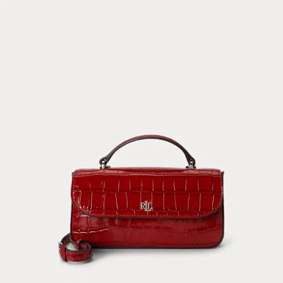 Ralph Lauren Croc-embossed Marcy Crossbody Wallet In Festive Red