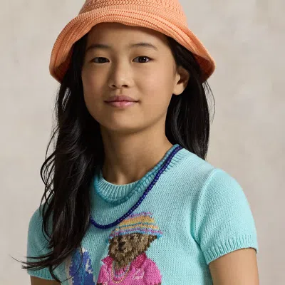 Ralph Lauren Kids' Crocheted Cotton Bucket Hat In Poppy Orange In Brown