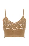 Polo Ralph Lauren Crocheted Silk Bralette Top In Nude
