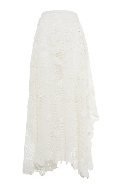 Polo Ralph Lauren Crocheted Silk Maxi Skirt In Ivory