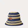 Ralph Lauren Crocheted Straw Bucket Hat In Blue