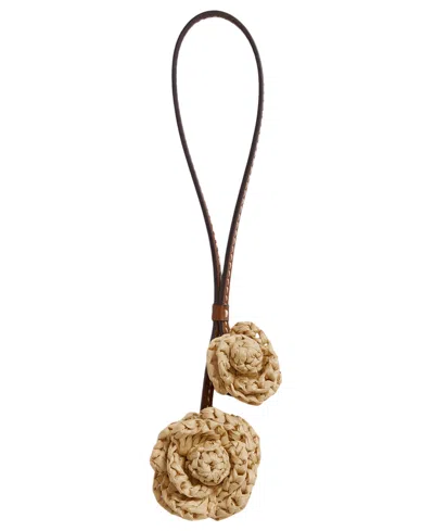 Ralph Lauren Crocheted Straw Flower Small Bag Charm In Brown