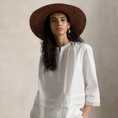 Polo Ralph Lauren Crochet-trim Cotton Shirt In White