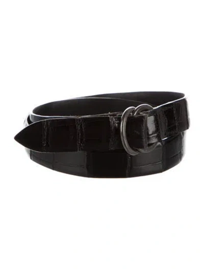 Pre-owned Ralph Lauren Crocodile Belt In Black