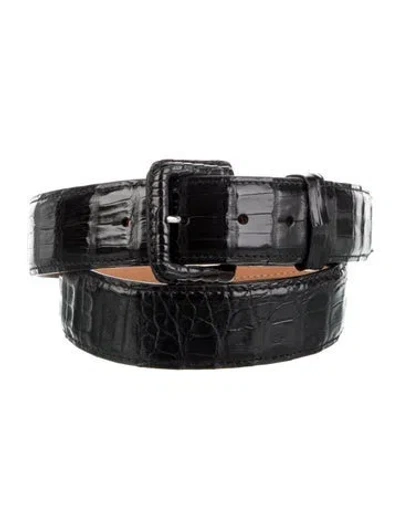 Pre-owned Ralph Lauren Crocodile Belt In Black