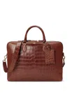 Ralph Lauren Crocodile-embossed Briefcase In Brown