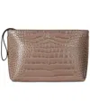 Ralph Lauren Crocodile-embossed Leather Large Pouch In Brown