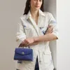 Ralph Lauren Crocodile-embossed Small Farrah Satchel In Blue Lapis