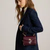 Ralph Lauren Crocodile-embossed Small Farrah Satchel In Burgundy