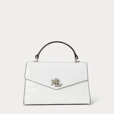 Ralph Lauren Crocodile-embossed Small Farrah Satchel In White