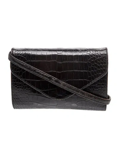 Pre-owned Ralph Lauren Crocodile Envelope Crossbody Small In Black