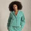 Ralph Lauren Crop Top & Boxer Poplin Pajama Set In Vine Green