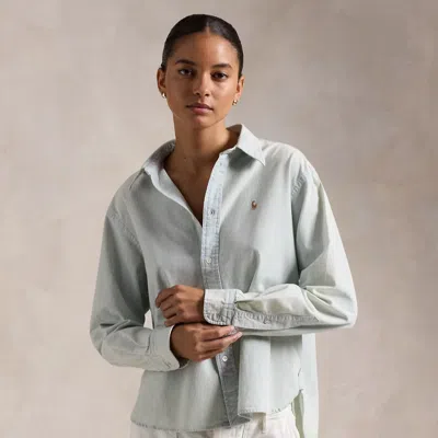 Polo Ralph Lauren Cropped Boxy Chambray Shirt In Chambray In Multi