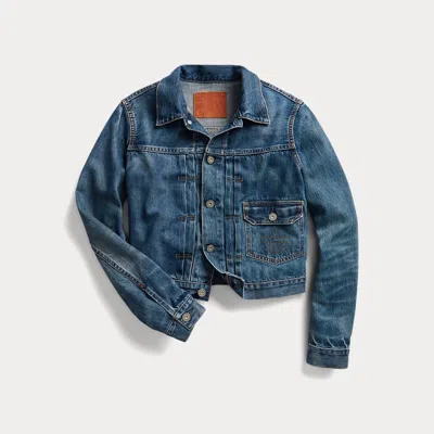 Ralph Lauren Cropped Denim Jacket In Kenney Wash In Blue