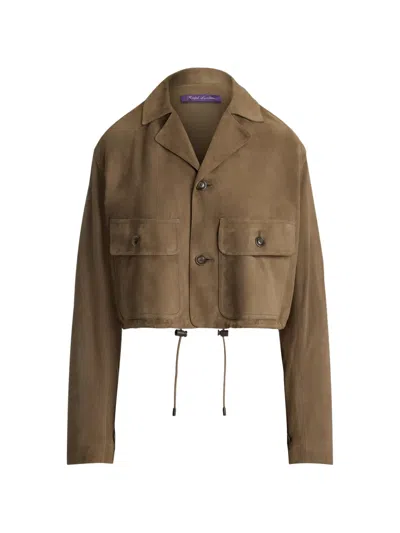 Ralph Lauren Cropped Lamb-suede Jacket In Brown