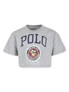 Polo Ralph Lauren Grey Crop T-shirt For Girl With Logo In Grey