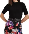 Ralph Lauren Cropped Short Sleeve Sweater In Black In Black