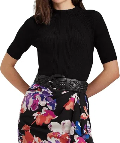 Ralph Lauren Cropped Short Sleeve Sweater In Black