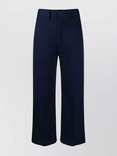 Ralph Lauren Cropped Wide-leg Chinos With Pockets And Belt Loops In Black
