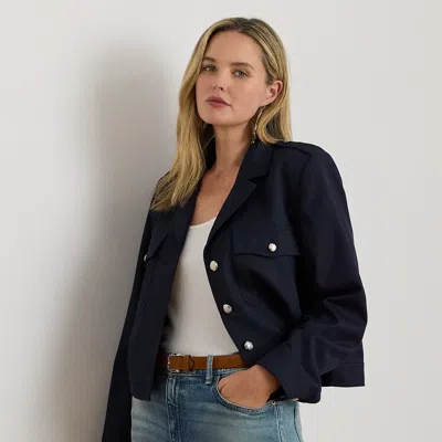 Ralph Lauren Cropped Wool-blend Twill Jacket In Lauren Navy In Blue