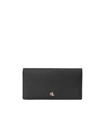 Ralph Lauren Crossgrain Leather Long Wallet In Black