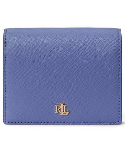 Ralph Lauren Crosshatch Leather Compact Wallet In Blue