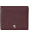 Ralph Lauren Crosshatch Leather Compact Wallet In Burgundy