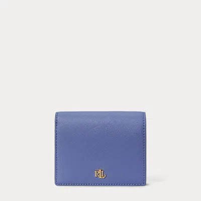 Ralph Lauren Crosshatch Leather Compact Wallet In Carson Blue