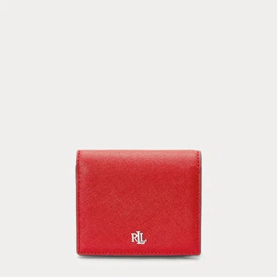 Ralph Lauren Crosshatch Leather Compact Wallet In Festive Red