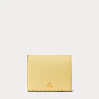 Ralph Lauren Crosshatch Leather Compact Wallet In Lemon Sorbet