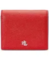 Ralph Lauren Crosshatch Leather Compact Wallet In Orange