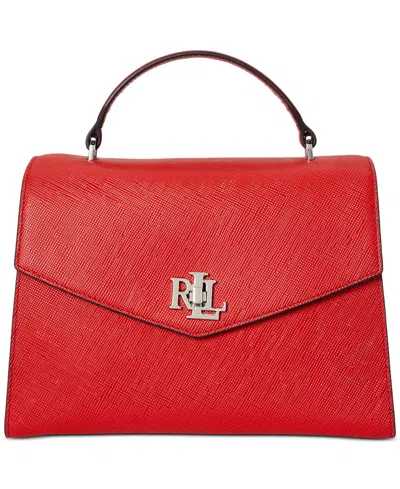 Ralph Lauren Crosshatch Leather Large Farrah Satchel