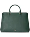 Ralph Lauren Crosshatch Leather Large Hanna Satchel In Green