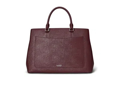 Ralph Lauren Crosshatch Leather Large Hanna Satchel Handbags Dark Garnet: One Size In Burgundy