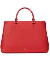 Ralph Lauren Crosshatch Leather Large Hanna Satchel In Red