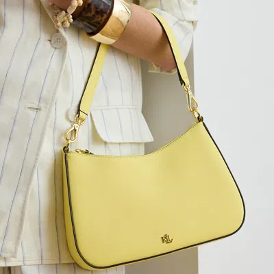 Ralph Lauren Crosshatch Leather Medium Danni Bag In Lemon Sorbet In Yellow
