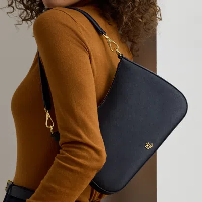 Ralph Lauren Crosshatch Leather Medium Danni Bag In Refined Navy In Blue