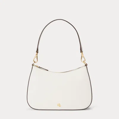 Ralph Lauren Crosshatch Leather Medium Danni Bag In Soft White