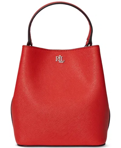 Ralph Lauren Crosshatch Leather Mini Reese Bucket Bag