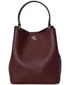 Ralph Lauren Crosshatch Leather Mini Reese Bucket Bag In Burgundy