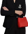 Ralph Lauren Crosshatch Leather Mini Reese Bucket Bag In Red
