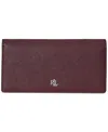 Ralph Lauren Crosshatch Leather Slim Snapped-closure Wallet In Burgundy